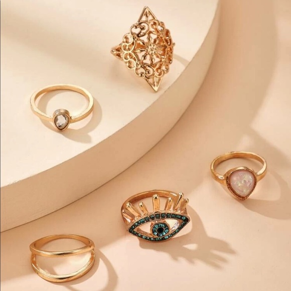 • Ember • 5 Pc. Evil Eye Ring Set - Picture 3 of 4
